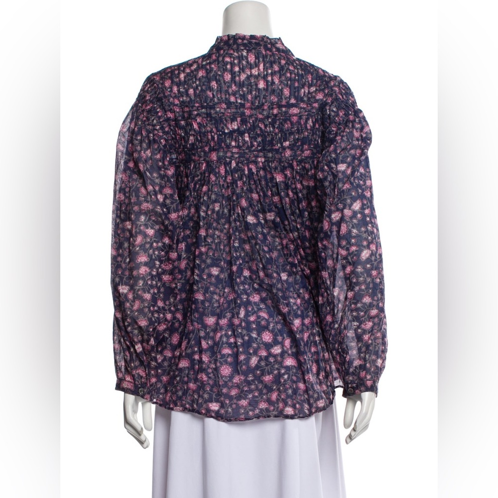 Isabel Marant Laila Gathered Floral Print Blouse - Picture 4 of 10